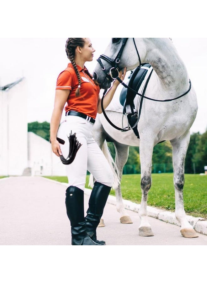 DOUGEI 2Piece Horse Whip,PU Leather Equestrian Riding Crop with Wristband & Grip for Horse Riding Training Outdoor Equestrian Cosplay - Image 3