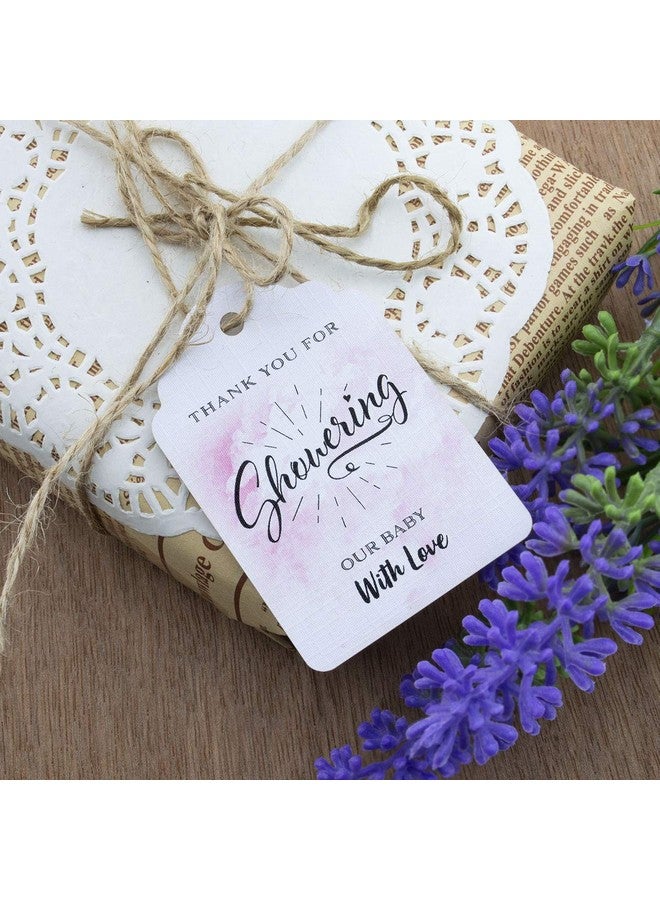 Summer-Ray.com Summerray 50Pcs Water Color Thank You For Showering Our Baby With Love Baby Shower Favor Tags (Pink) - Image 3