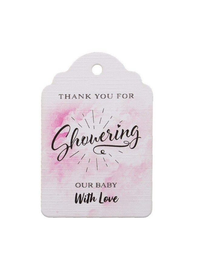 Summer-Ray.com Summerray 50Pcs Water Color Thank You For Showering Our Baby With Love Baby Shower Favor Tags (Pink) - Image 1