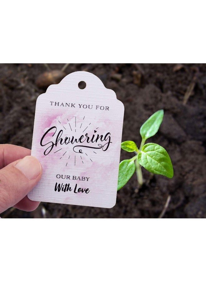 Summer-Ray.com Summerray 50Pcs Water Color Thank You For Showering Our Baby With Love Baby Shower Favor Tags (Pink) - Image 2