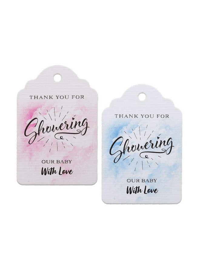 Summer-Ray.com Summerray 50Pcs Water Color Thank You For Showering Our Baby With Love Baby Shower Favor Tags (Pink) - Image 4