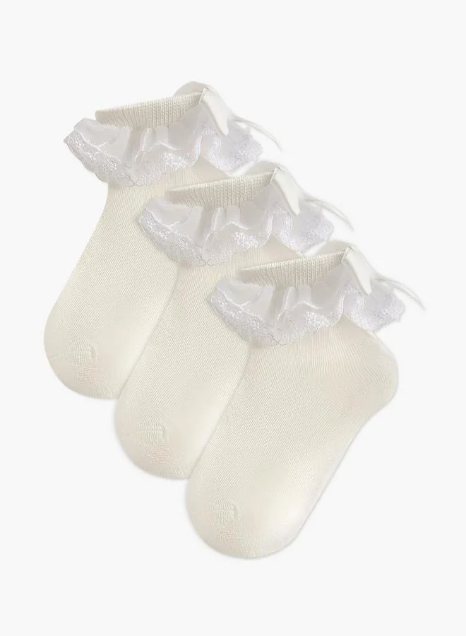 Celeste Pack of 3 Girls Socks with Embroidered Frill Detail Ramadan Collection