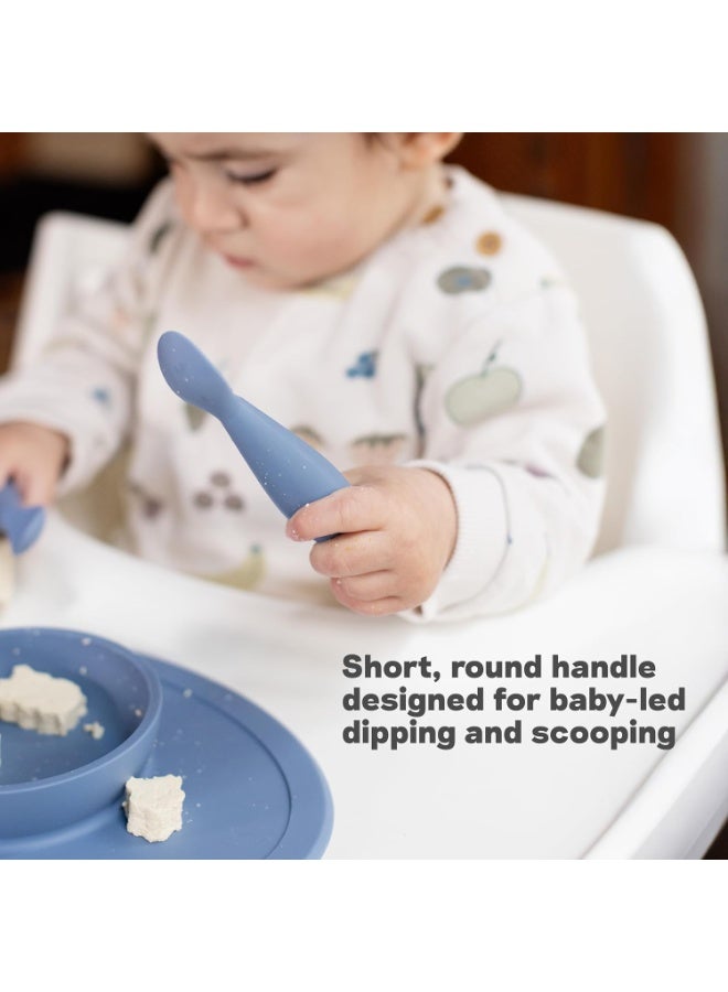 ezpz Tiny Spoon (2 Pack in Blue) - 6 Months+ - 100% Silicone Spoon for Baby Led Weaning + Purees - Designed by a Pediatric Feeding Specialist - Shower Essentials & Gifts - Image 2