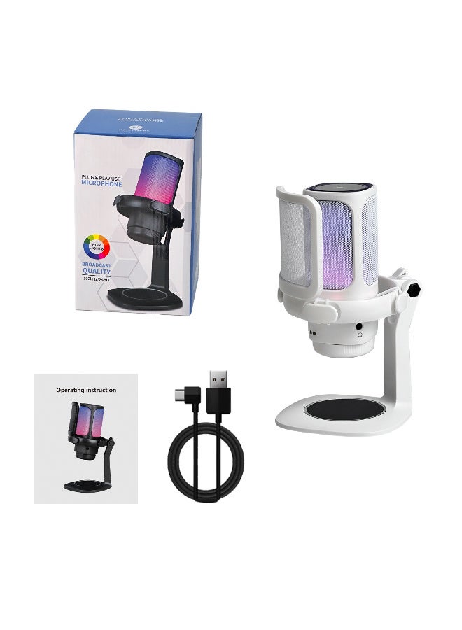 ميكروفون ألعاب ZFSZ RGB USB، جودة بث 192 كيلو هرتز/24 بت، ميكروفون بودكاست للكمبيوتر مع حامل مضاد للاهتزاز وفلتر بوب - Image 1