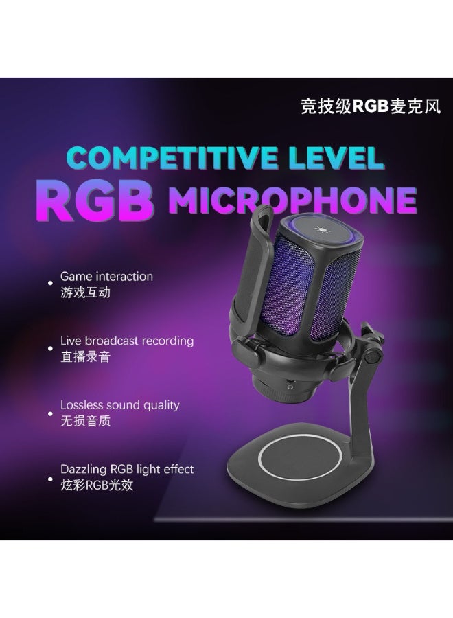 ميكروفون ألعاب ZFSZ RGB USB، جودة بث 192 كيلو هرتز/24 بت، ميكروفون بودكاست للكمبيوتر مع حامل مضاد للاهتزاز وفلتر بوب - Image 2