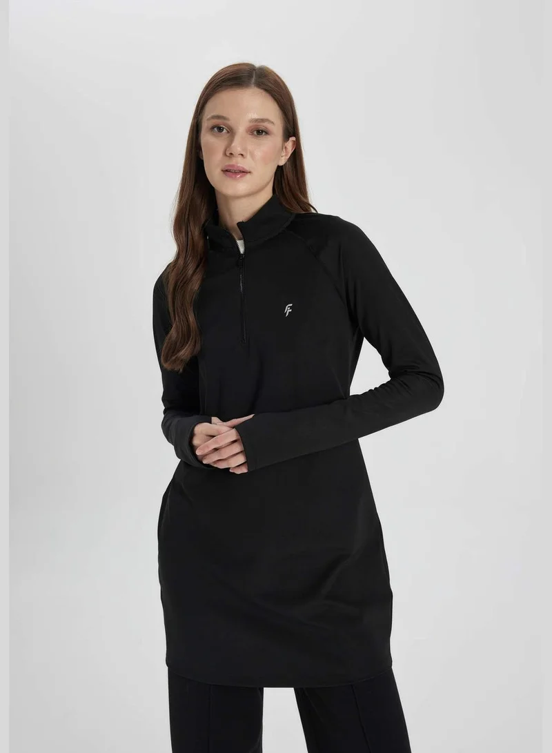DeFacto Woman Long Fit Stand Up Collar Knitted Long Sleeve T-Shirt