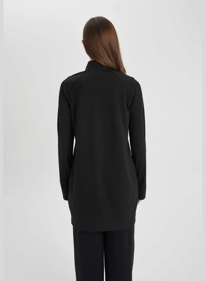 DeFacto Woman Long Fit Stand Up Collar Knitted Long Sleeve T-Shirt