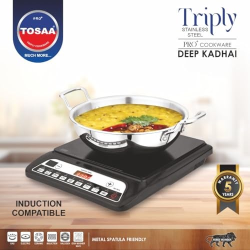 Tosaa Triply Stainless Steel 26 cm Kadai/Indian Wok|Even Heat Distribution| Consumes Less Oil|Easy to Clean|Gas Stove Compatible - 2650 ml - Image 5