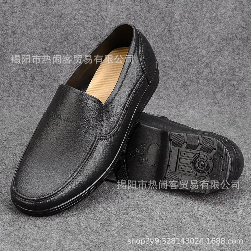 Rain Shoes Business Black Imitation Leather Waterproof Shoes Pvc Plastic Non-Slip Working Rubber Shoes Classic Kitchen Chef Shoes - Image 1