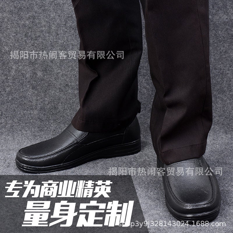 Rain Shoes Business Black Imitation Leather Waterproof Shoes Pvc Plastic Non-Slip Working Rubber Shoes Classic Kitchen Chef Shoes - Image 3