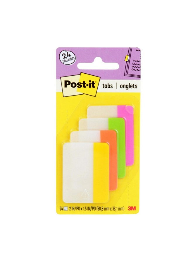 Post-it Tabs 2 In Solid Assorted Bright Colors 6 Tabs/Color 4 Colors 24 Tabs/Pack (686Ploy) - Image 1