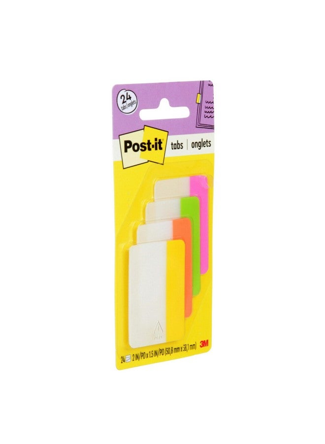 Post-it Tabs 2 In Solid Assorted Bright Colors 6 Tabs/Color 4 Colors 24 Tabs/Pack (686Ploy) - Image 3