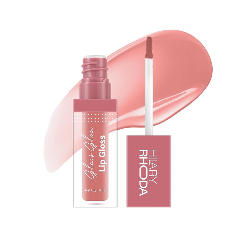 Hilary Rhoda Hilary Rhoda Glass Glow Lip Gloss Nourishing Hydrating Lip Gloss Sheer Coverage High Shine Juicy Plump Lips Glides on Smoothly 5ml Naughty Nude Shade 01  - Image 1