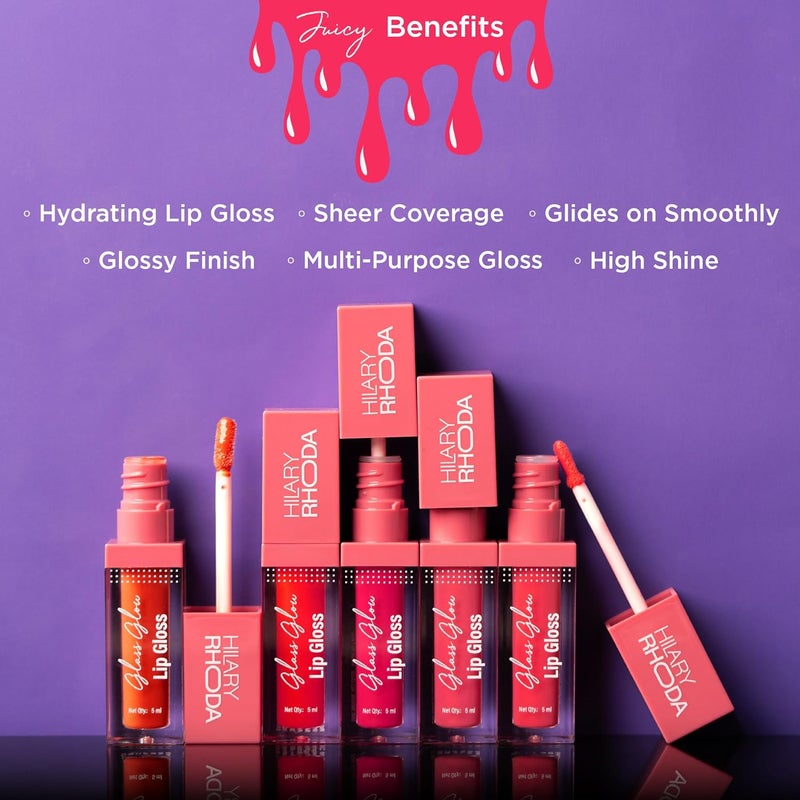 Hilary Rhoda Hilary Rhoda Glass Glow Lip Gloss Nourishing Hydrating Lip Gloss Sheer Coverage High Shine Juicy Plump Lips Glides on Smoothly 5ml Naughty Nude Shade 01  - Image 4