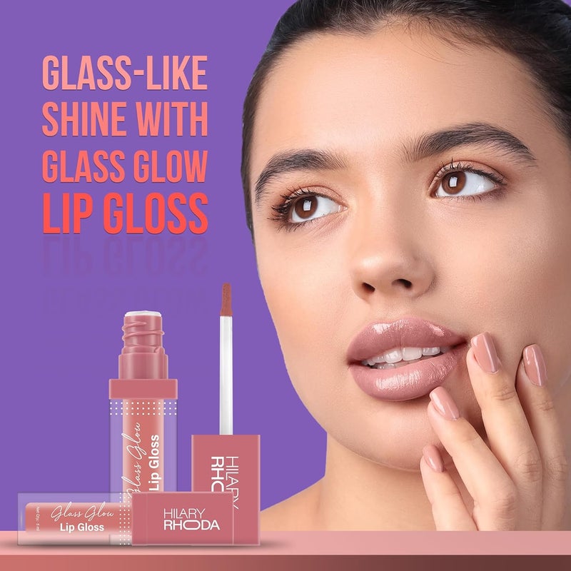 Hilary Rhoda Hilary Rhoda Glass Glow Lip Gloss Nourishing Hydrating Lip Gloss Sheer Coverage High Shine Juicy Plump Lips Glides on Smoothly 5ml Naughty Nude Shade 01  - Image 3