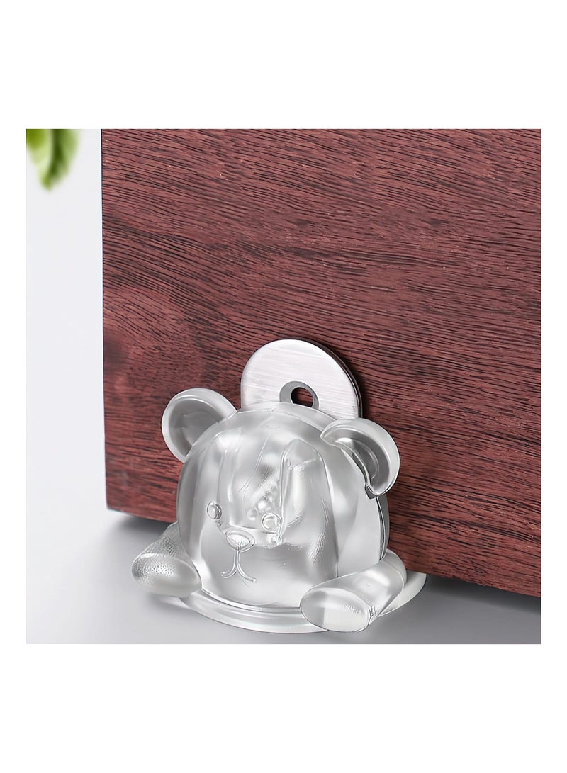 Zikra 2Pcs Magnetic Door Stoppers, Protect The Door from Collision When Opened, Cute Door Stop for Bottom of Door, No Drilling Magnetic Door Catch for Door of Bedroom, Balcony, Kitchen, Entry (Clear) - Image 2