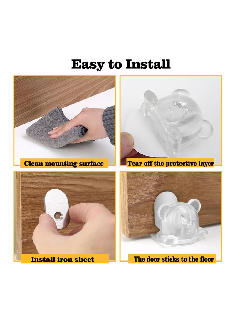 Zikra 2Pcs Magnetic Door Stoppers, Protect The Door from Collision When Opened, Cute Door Stop for Bottom of Door, No Drilling Magnetic Door Catch for Door of Bedroom, Balcony, Kitchen, Entry (Clear) - Image 4