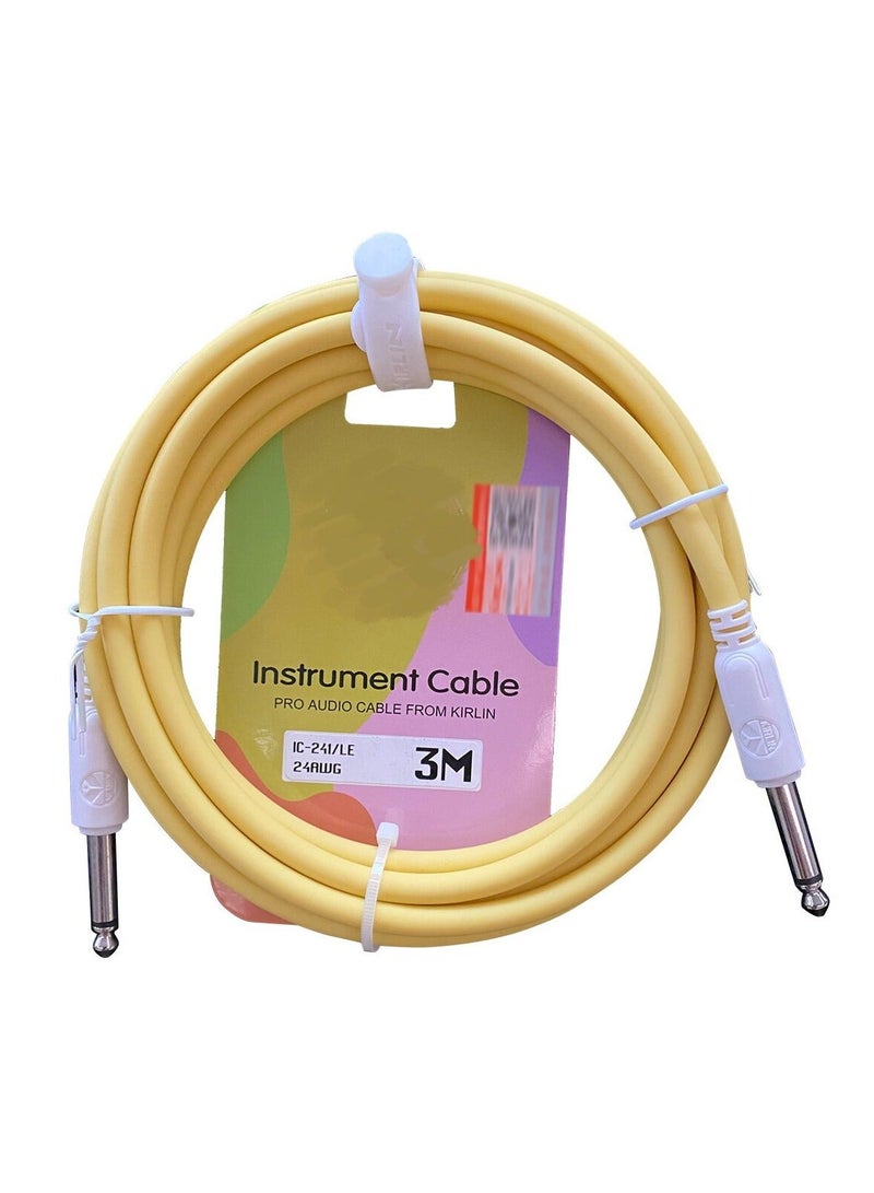كابل آلات موسيقية بطول 3 متر للجيتار والباس، قابس مستقيم مزدوج، تقليل الضوضاء، كابل صوتي متين ومرن، بألوان ماكارون - Image 1