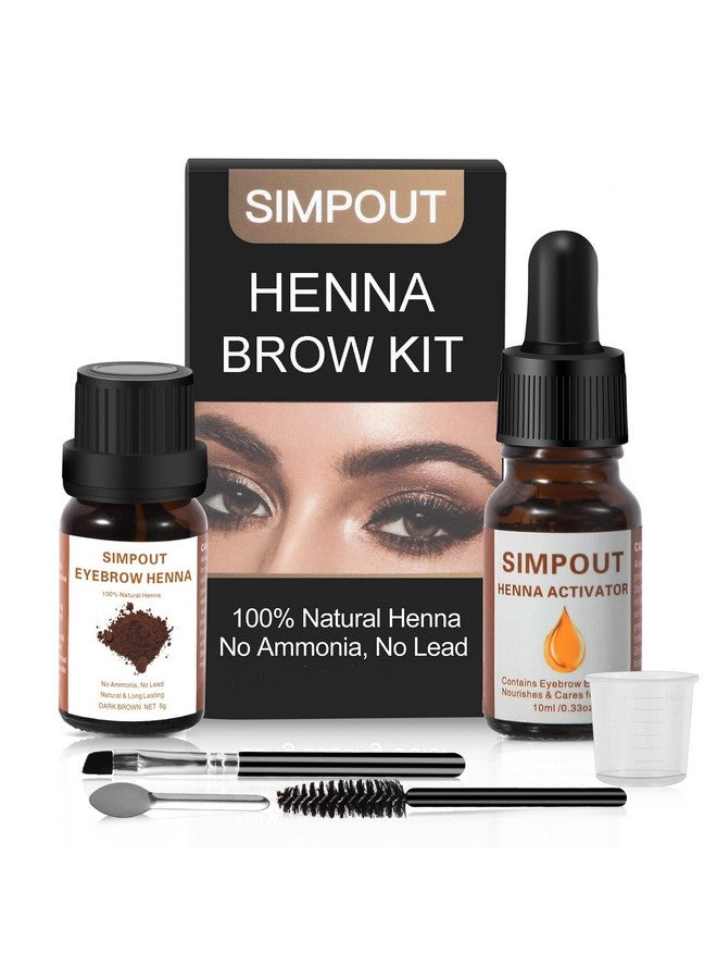 Simpout Henna Eyebrow Tint Kit Pure Natural Brow Color Kit, Instant Eyebrow Tinting Kit, Diy Eye Brow Coloring Kit At Home And Salon, Easy To Use (Dark Brown) - Image 1
