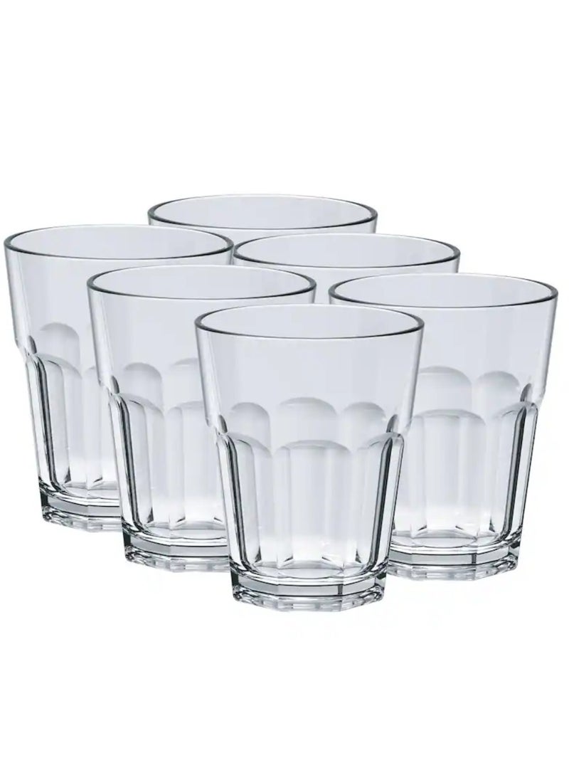 Vitacelli Drinking Glasses By Decor Works 12 Oz Acrylic Set of 6, Clear Tumbler Dishwasher Safe Unbreakable Cup Set Of 6  - Image 1