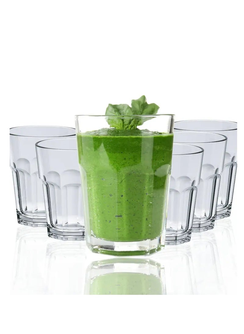 Vitacelli Drinking Glasses By Decor Works 12 Oz Acrylic Set of 6, Clear Tumbler Dishwasher Safe Unbreakable Cup Set Of 6  - Image 2
