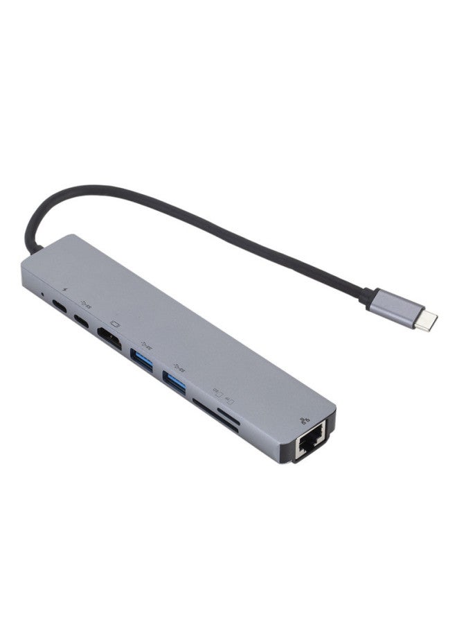Type USB3.1-c 8-in -1 HUB Expansion Dock USB Hub Hdmi Converter PD Charging Network Card 3.0-color:100M - Image 3