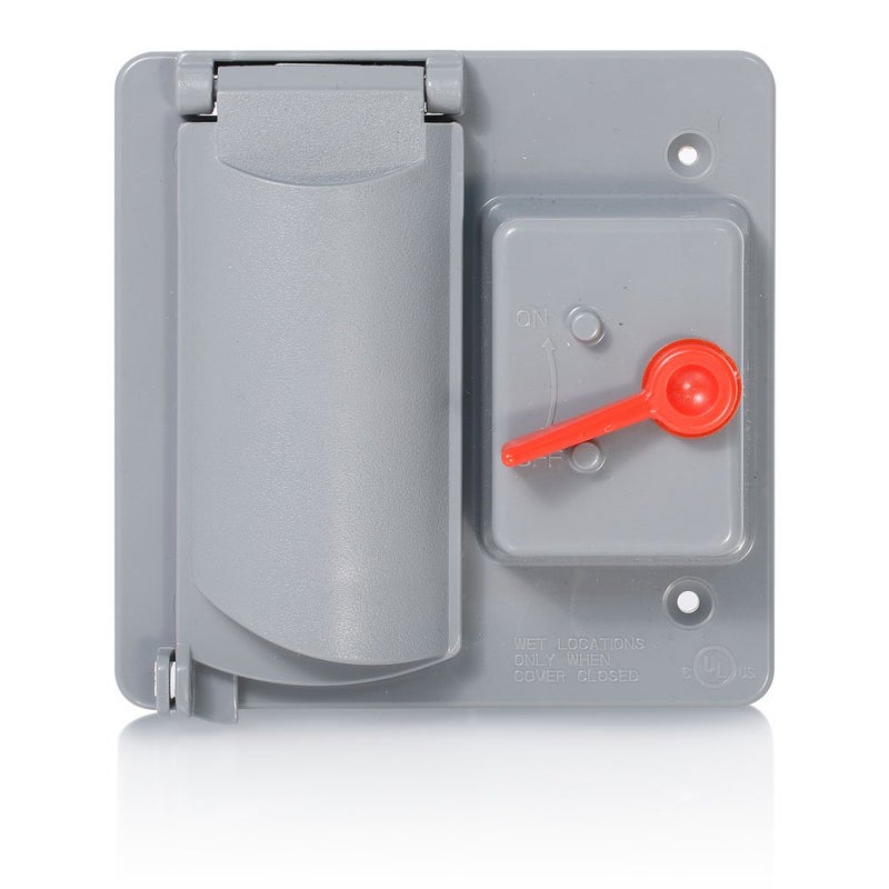 Leviton Cover 2Gang Switch and Decora or GFCI Receptacle Opening Vertical or Horizontal Mount Plastic Enclosure WP2SGGY Outdoor Outlet Cover Weatherproof Gray - Image 2