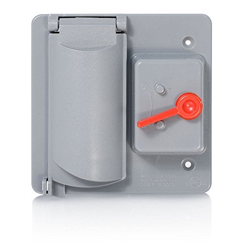 Leviton Cover 2Gang Switch and Decora or GFCI Receptacle Opening Vertical or Horizontal Mount Plastic Enclosure WP2SGGY Outdoor Outlet Cover Weatherproof Gray - Image 1