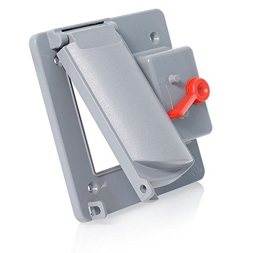 Leviton Cover 2Gang Switch and Decora or GFCI Receptacle Opening Vertical or Horizontal Mount Plastic Enclosure WP2SGGY Outdoor Outlet Cover Weatherproof Gray - Image 3
