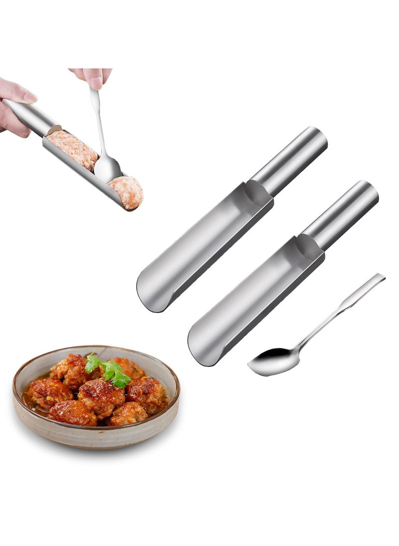 SYOSI - 2 Piece Meatball Makers Stainless Steel Meatball Makers With Scoop Diy Meatball Making For Kitchen Home Cooking Tool For Making Shrimp Balls Fish Balls Beef Balls Chicken Balls - Image 1