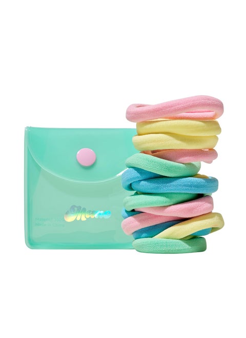 Mane Rainbow Fabric Hair Ties  Case  ExtaWide Elastic Hair Bands  Suitable for All Textures Including Fine Medium or Thick 8 Count