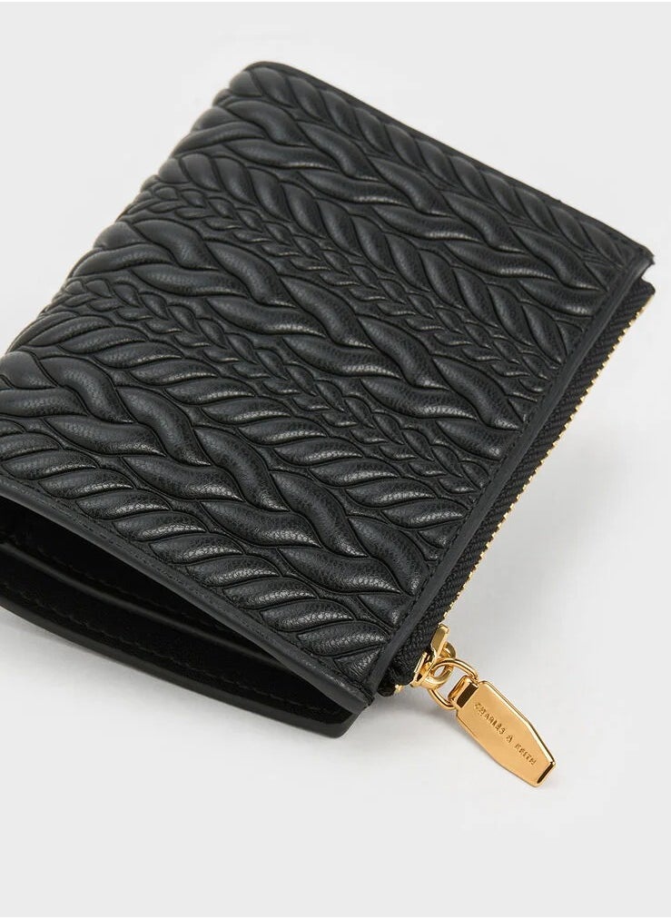 Charles & Keith Charles & Keith Card Holder Wallet for women, Apolline Textured Top-Zip Card Holder , Ladies Purse, Gift for women Girl -Black  - Image 3