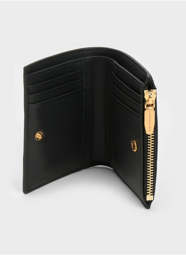 Charles & Keith Charles & Keith Card Holder Wallet for women, Apolline Textured Top-Zip Card Holder , Ladies Purse, Gift for women Girl -Black  - Image 4