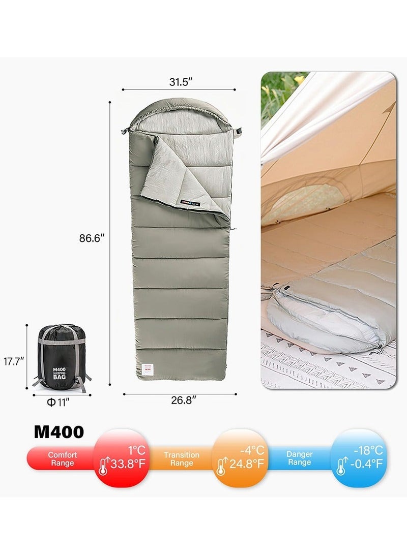 MIXDE Washable Cotton Sleeping Bag 24.8-53.6°F Lightweight Sleeping Bag for Adults 3 Season Warm & Cool Weather Waterproof Sleeping Bag for Camping Traveling Outdoors (Khaki)  - Image 2