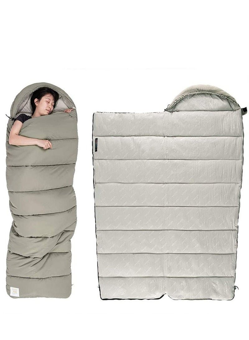 MIXDE Washable Cotton Sleeping Bag 24.8-53.6°F Lightweight Sleeping Bag for Adults 3 Season Warm & Cool Weather Waterproof Sleeping Bag for Camping Traveling Outdoors (Khaki) - Image 1