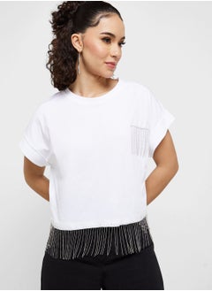 Embellished Trim Detail Boxy T-Shirt