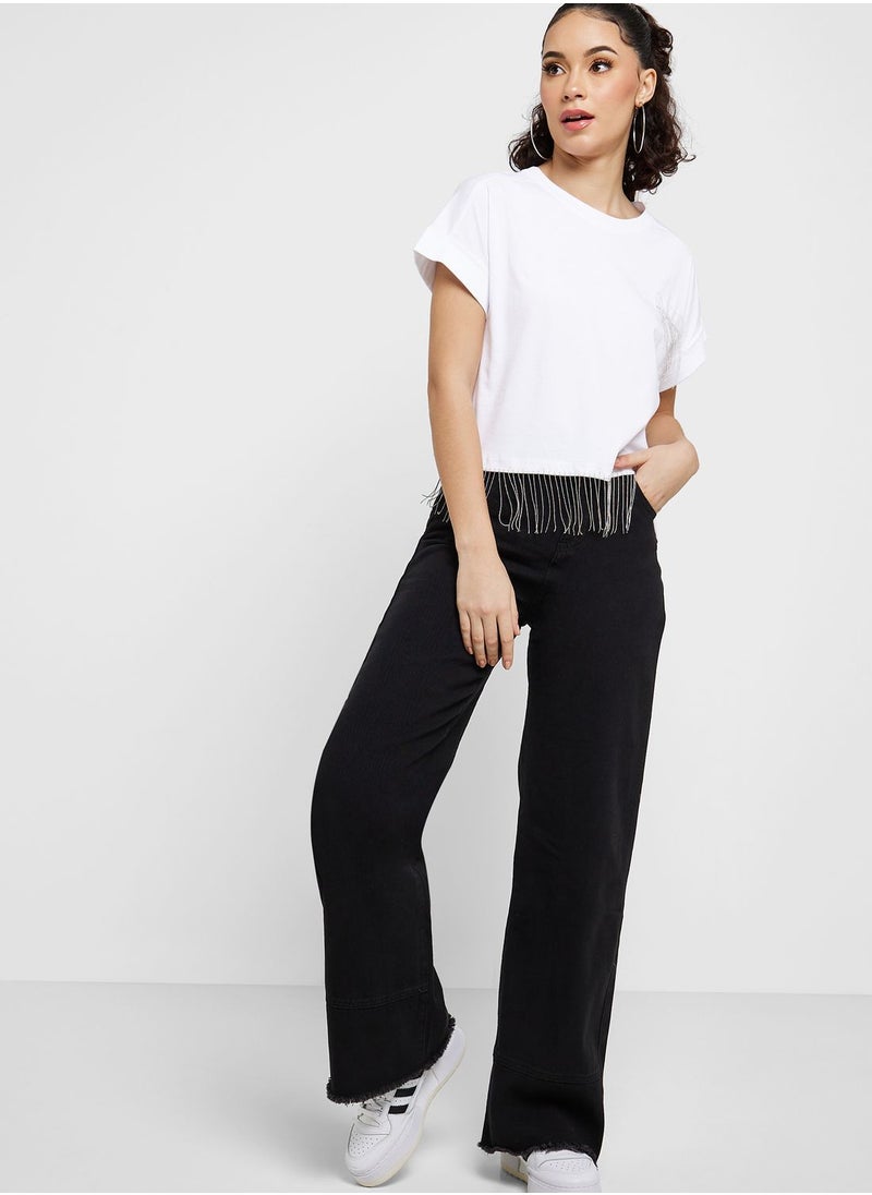 Ginger - Embellished Trim Detail Boxy T-Shirt - Image 1