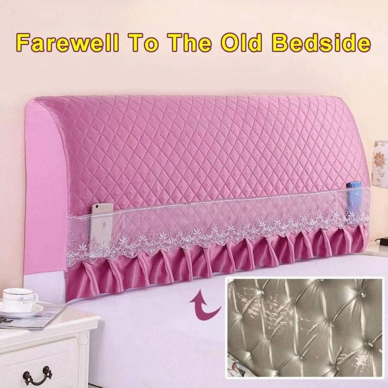 Bedside Artificial Silk Lace Home Decoration Bed Head s Nordic Simple Modern Dust soft Bag Headboard Protective A:Beige2-HeadboardLength:2.4m (B:yellow1 HeadboardLength:2.2m) - Image 3