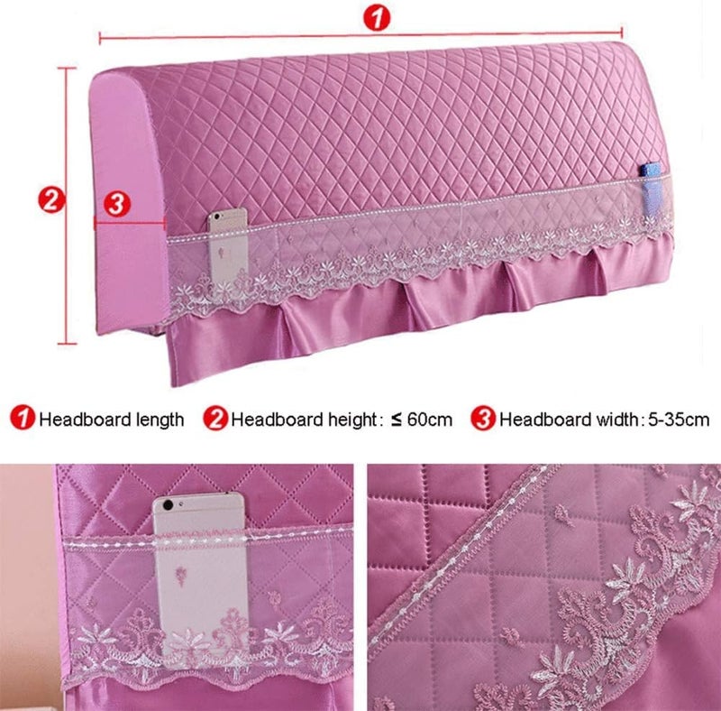 Bedside Artificial Silk Lace Home Decoration Bed Head s Nordic Simple Modern Dust soft Bag Headboard Protective A:Beige2-HeadboardLength:2.4m (B:yellow1 HeadboardLength:2.2m) - Image 2