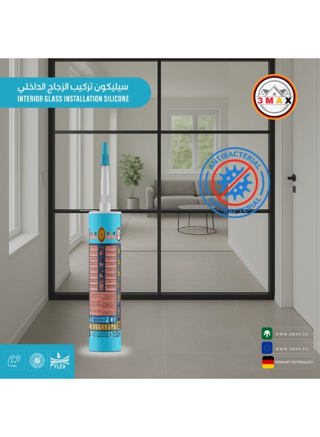 3MAX White Silicone Sealant – Anti-Bacterial & Mold Resistant – Strong Multi-Purpose Adhesive for Construction & Home Use – 280 ml - Image 3