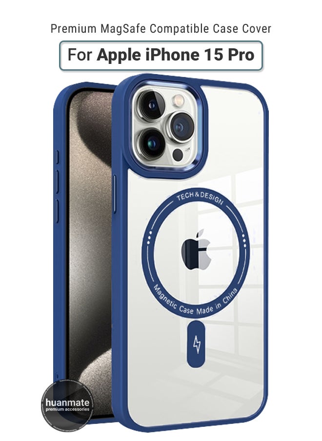 huanmate - Apple iPhone 15 Pro MagSafe Case Blue/Clear - High-Grade Strong Magnets, Wireless Charging Compatible, Shockproof, Anti-Scratch Ultra Slim Magnetic Cover for Apple iPhone 15 Pro - Image 1