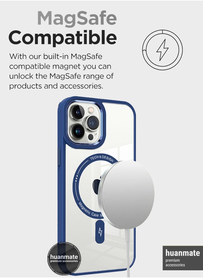 huanmate - Apple iPhone 15 Pro MagSafe Case Blue/Clear - High-Grade Strong Magnets, Wireless Charging Compatible, Shockproof, Anti-Scratch Ultra Slim Magnetic Cover for Apple iPhone 15 Pro - Image 1