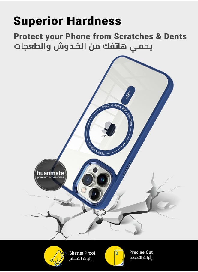 huanmate - Apple iPhone 15 Pro MagSafe Case Blue/Clear - High-Grade Strong Magnets, Wireless Charging Compatible, Shockproof, Anti-Scratch Ultra Slim Magnetic Cover for Apple iPhone 15 Pro - Image 1