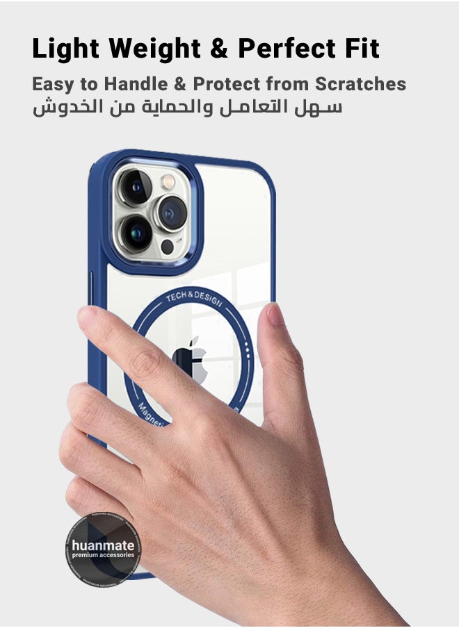huanmate - Apple iPhone 15 Pro MagSafe Case Blue/Clear - High-Grade Strong Magnets, Wireless Charging Compatible, Shockproof, Anti-Scratch Ultra Slim Magnetic Cover for Apple iPhone 15 Pro - Image 1