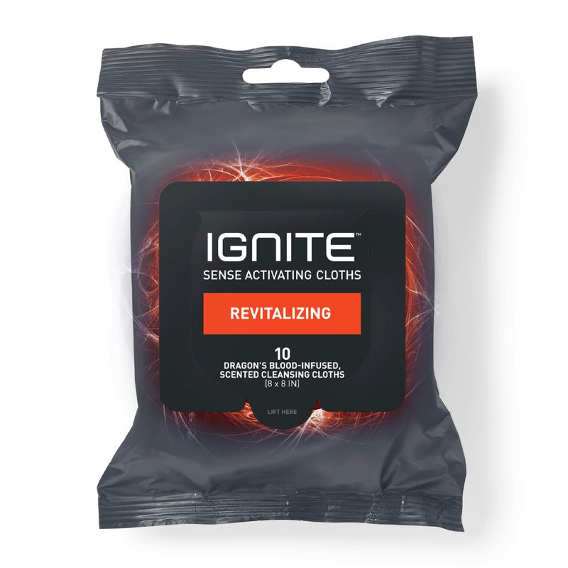 Medline Ignite Mens Body Wet Wipes, Extra Thick 8" x 8" Shower Wipes, Revitalizing Scent, 10 Count - Image 1
