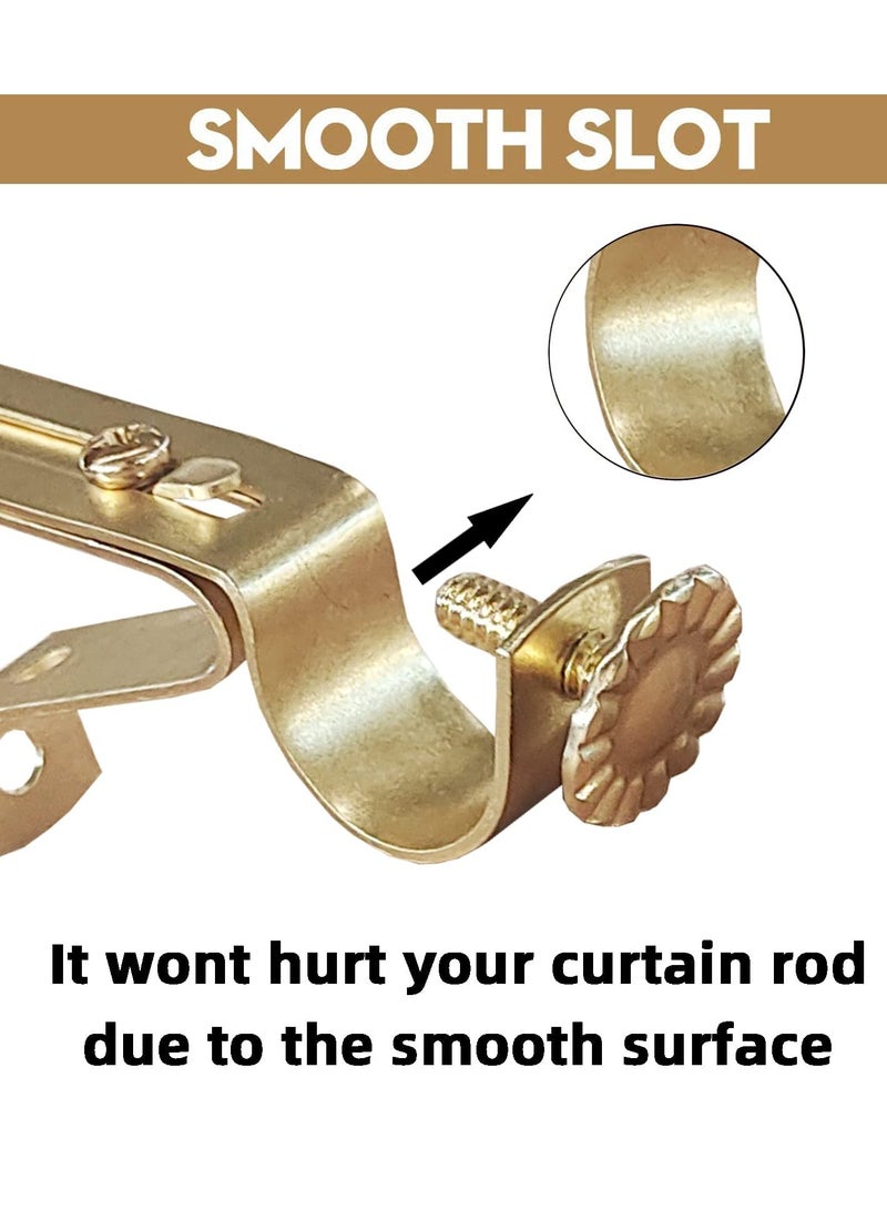 Excefore Curtain Rod Bracket, Heavy Duty Curtain Rod Holders, Curtain Rod Hooks Hangers for Wall Drapery Single Rods Support Brackets for Drape Poles, Gold (Set of 6) - Image 3