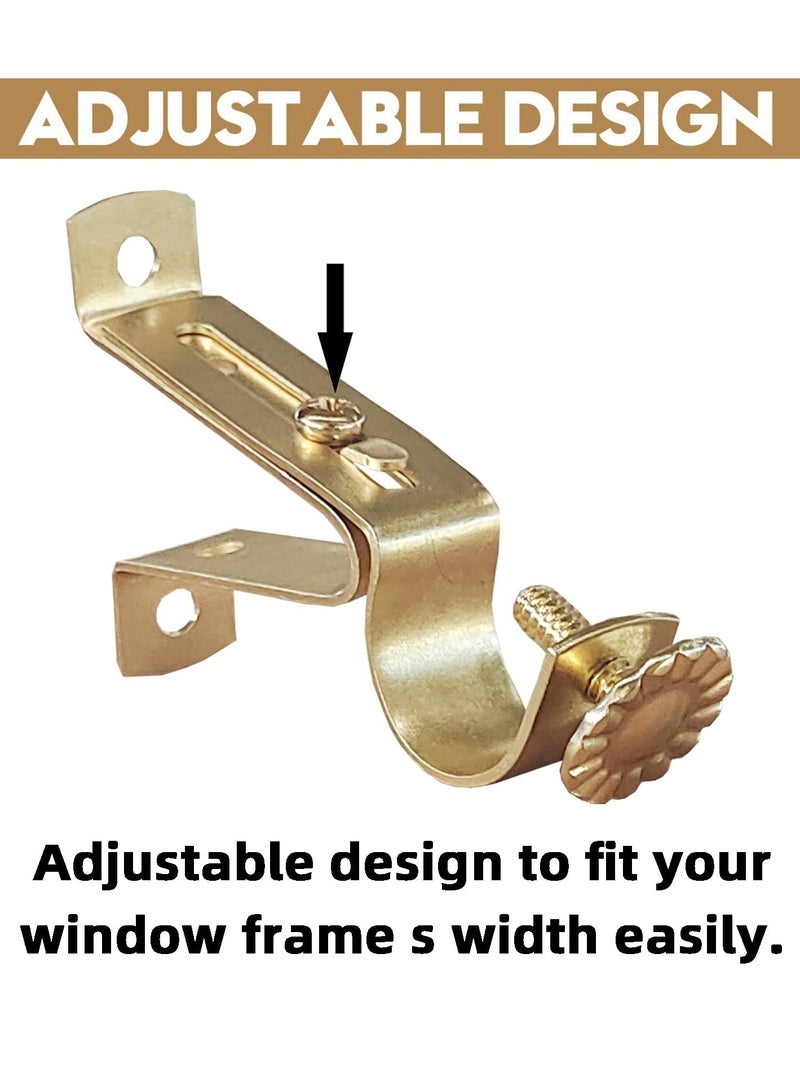 Excefore Curtain Rod Bracket, Heavy Duty Curtain Rod Holders, Curtain Rod Hooks Hangers for Wall Drapery Single Rods Support Brackets for Drape Poles, Gold (Set of 6) - Image 5