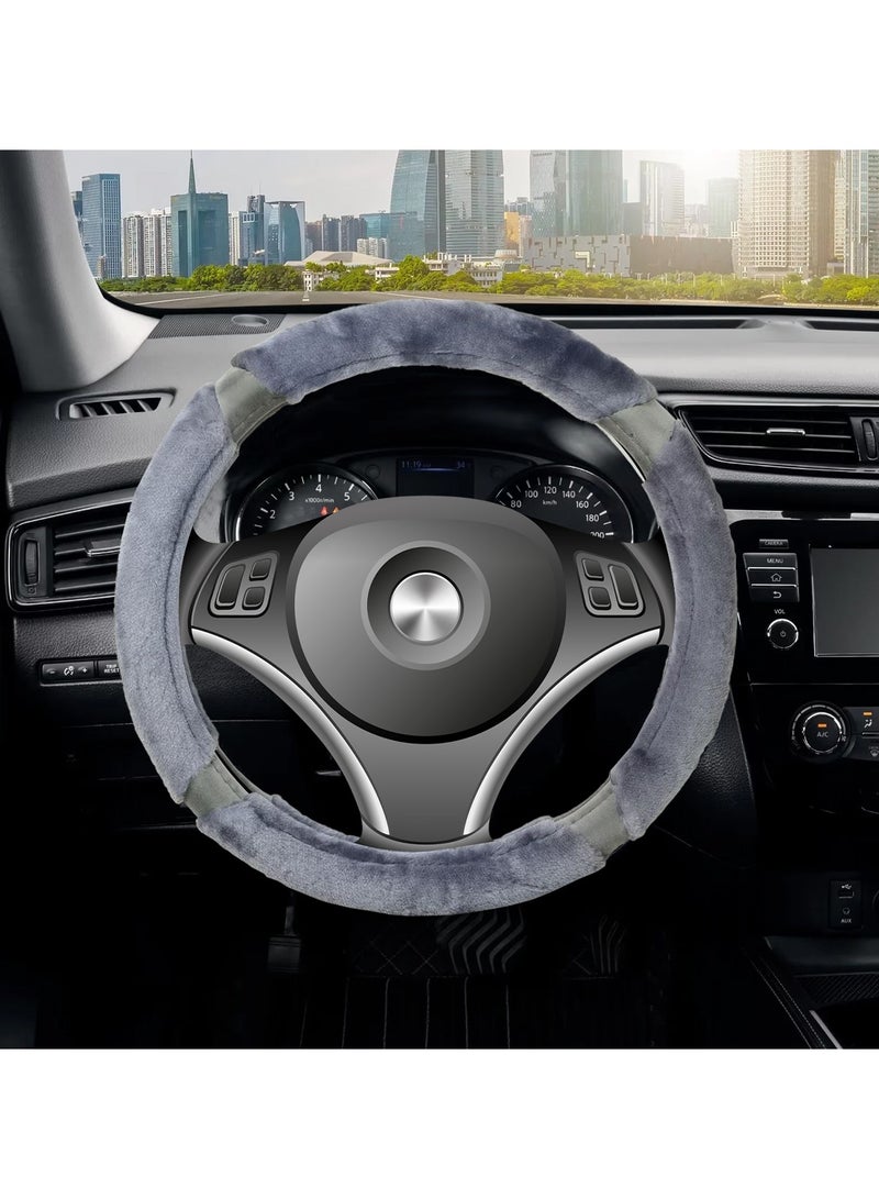 Agc Fluffy Steering Wheel Cover Smooth Fur Premium Car Steering Cover Size Medium 38cm - Image 5