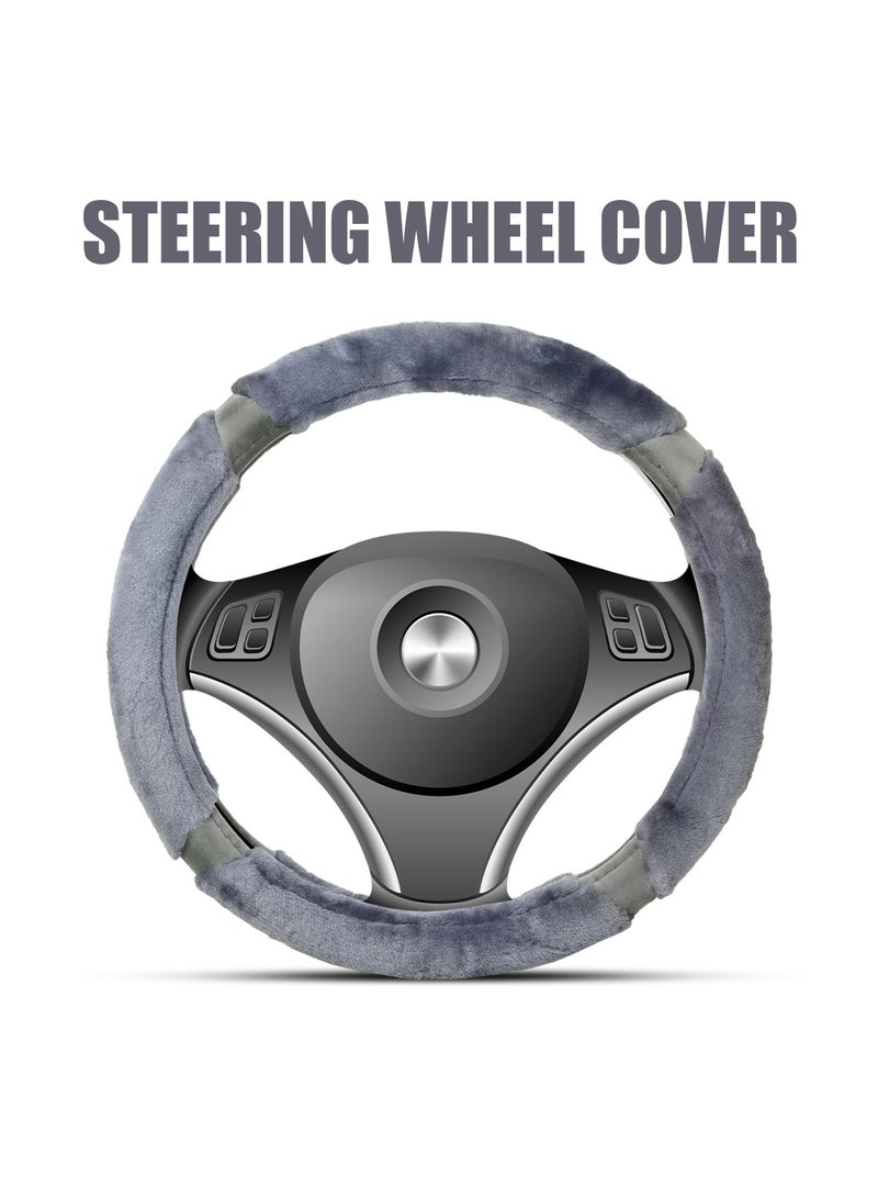 Agc Fluffy Steering Wheel Cover Smooth Fur Premium Car Steering Cover Size Medium 38cm - Image 1