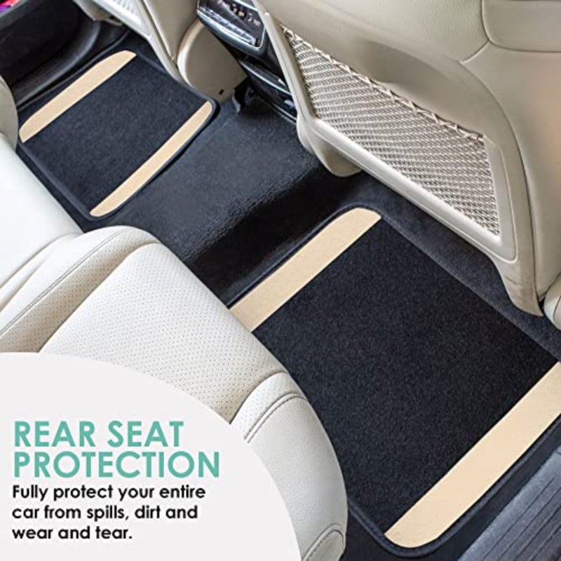 Automotive floor mats for universal fit cars SUVs trucks, premium carpet material, beige color, with driver heel pad and full set coverage - Image 5
